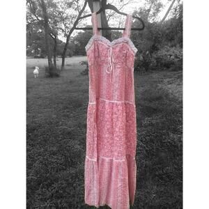 Vintage 1970’s PBJ Maxi Boho Pink Hippie Dress - Gunne and Sax Look Alike
